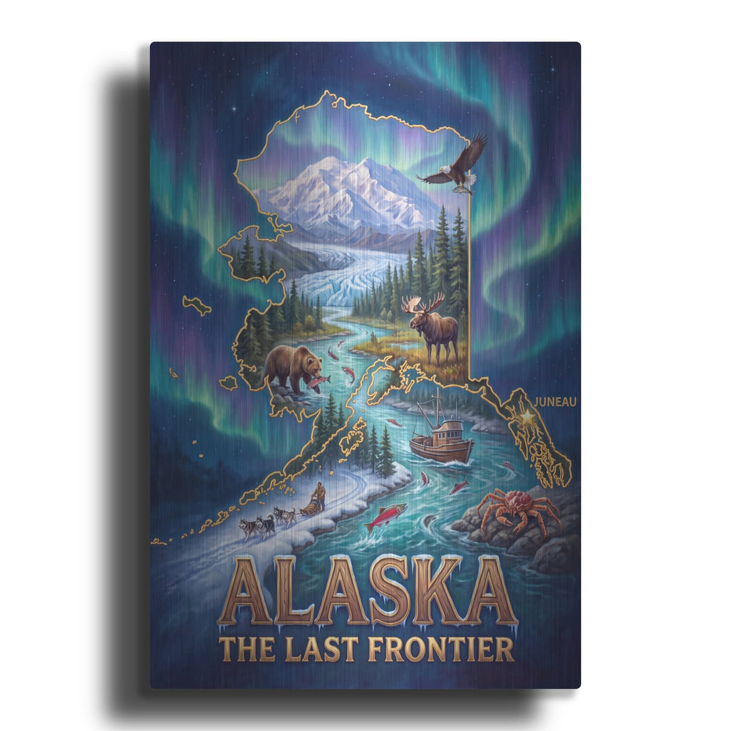 'Alaska State The Last Frontier' by Veve – Metal Wall Art