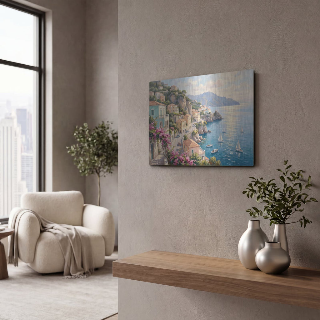 'Amalfi Dreams The Italian Coast' by Veve – Metal Wall Art, 16x12 room view