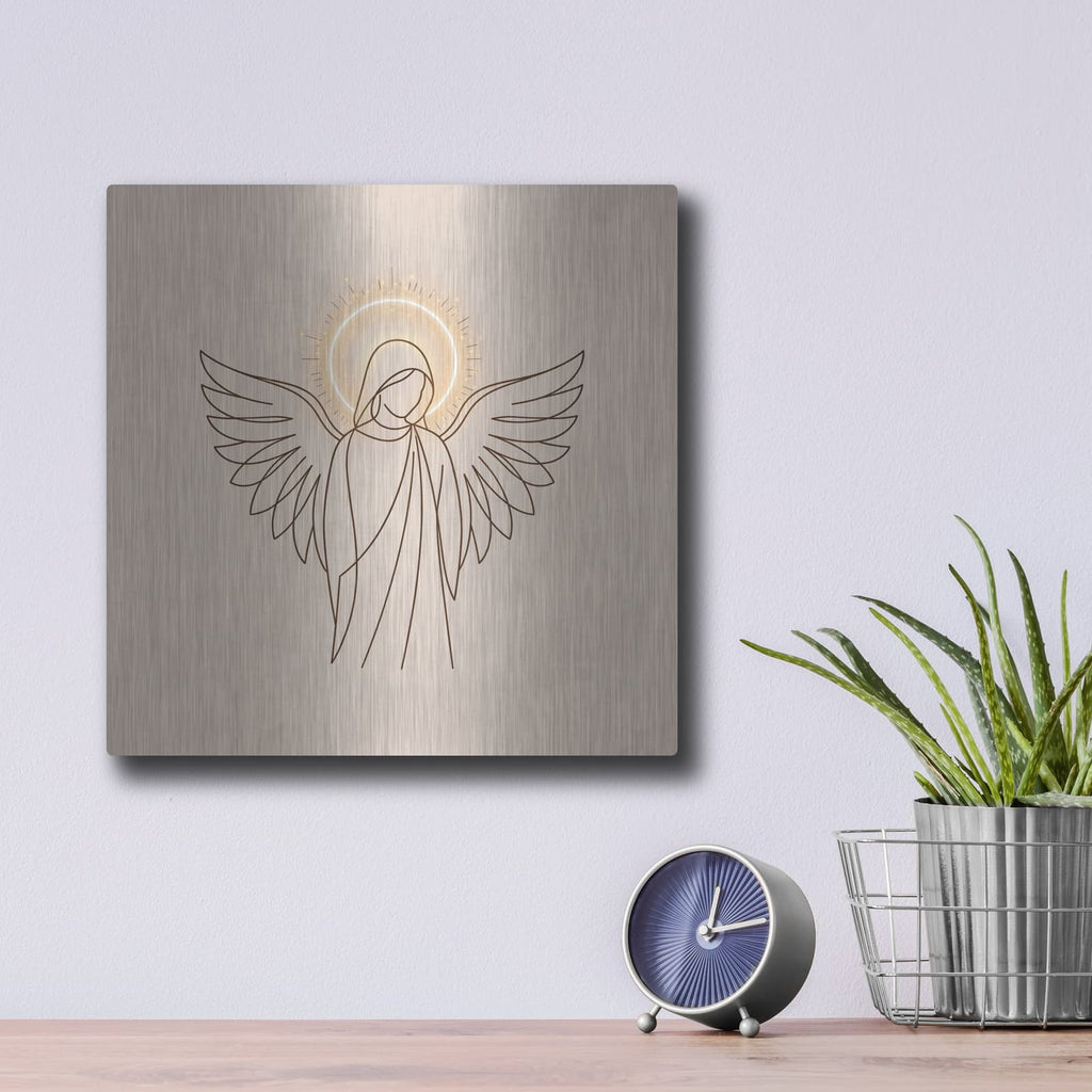 'Angel MinimalIist' by Veve – Metal Wall Art, 12x12 room view