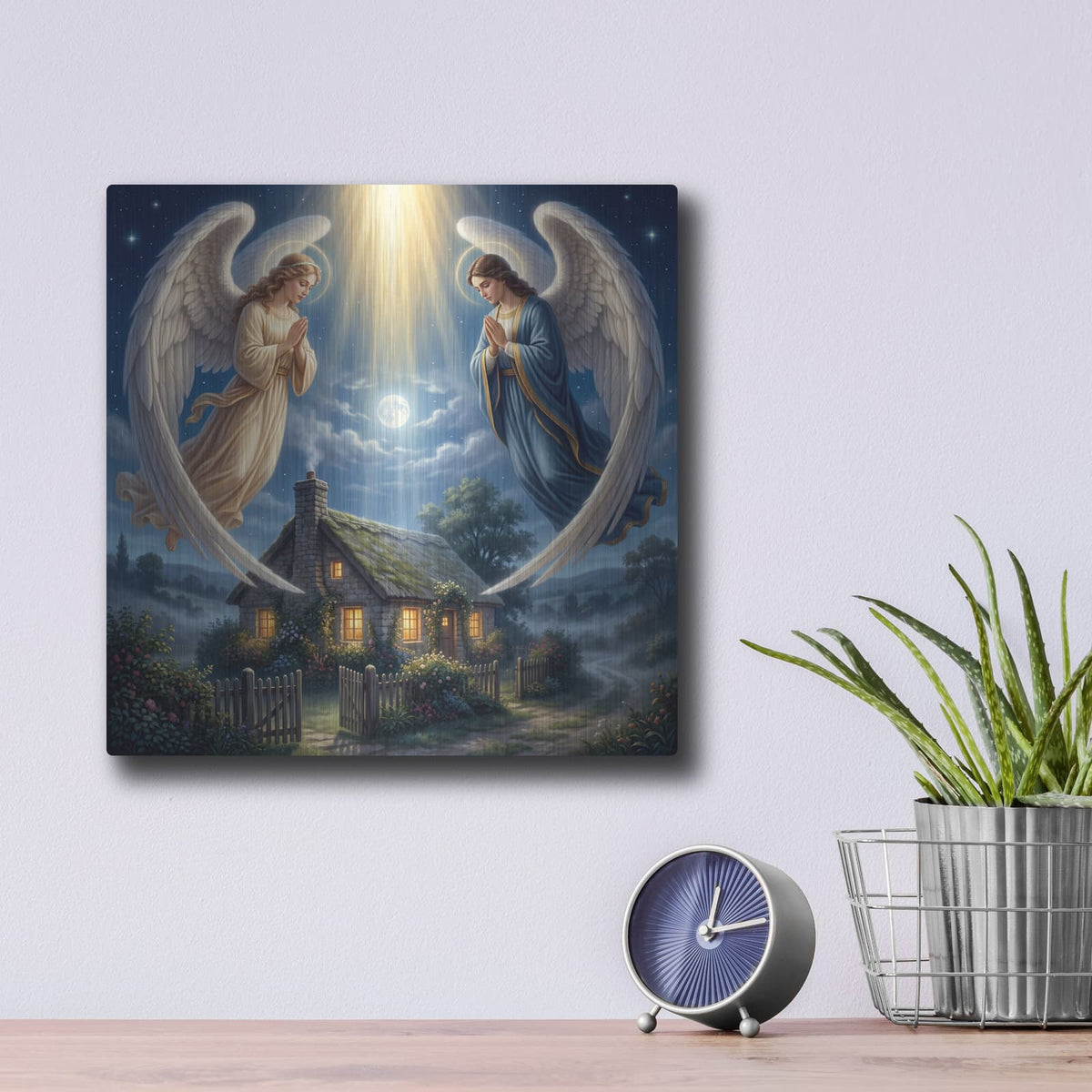 'Angels Guardians' by Veve – Metal Wall Art, 12x12 room view