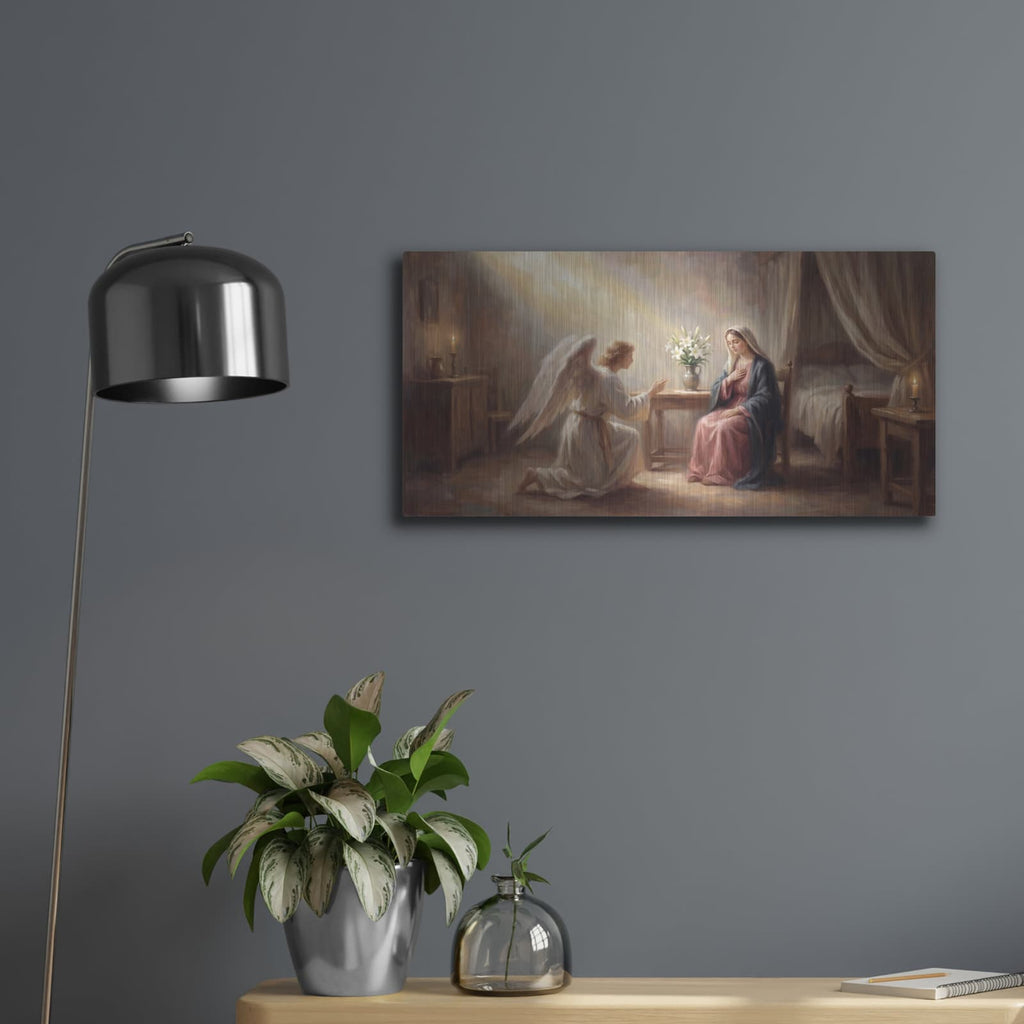 'Annunciation I' by Veve – Metal Wall Art, 24x12 room view