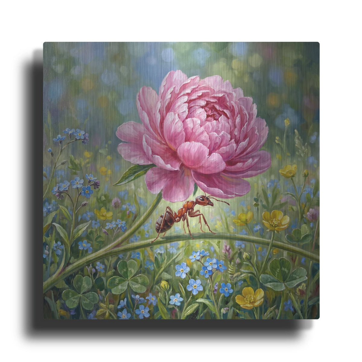 'Ant and Peony' by Veve – Metal Wall Art