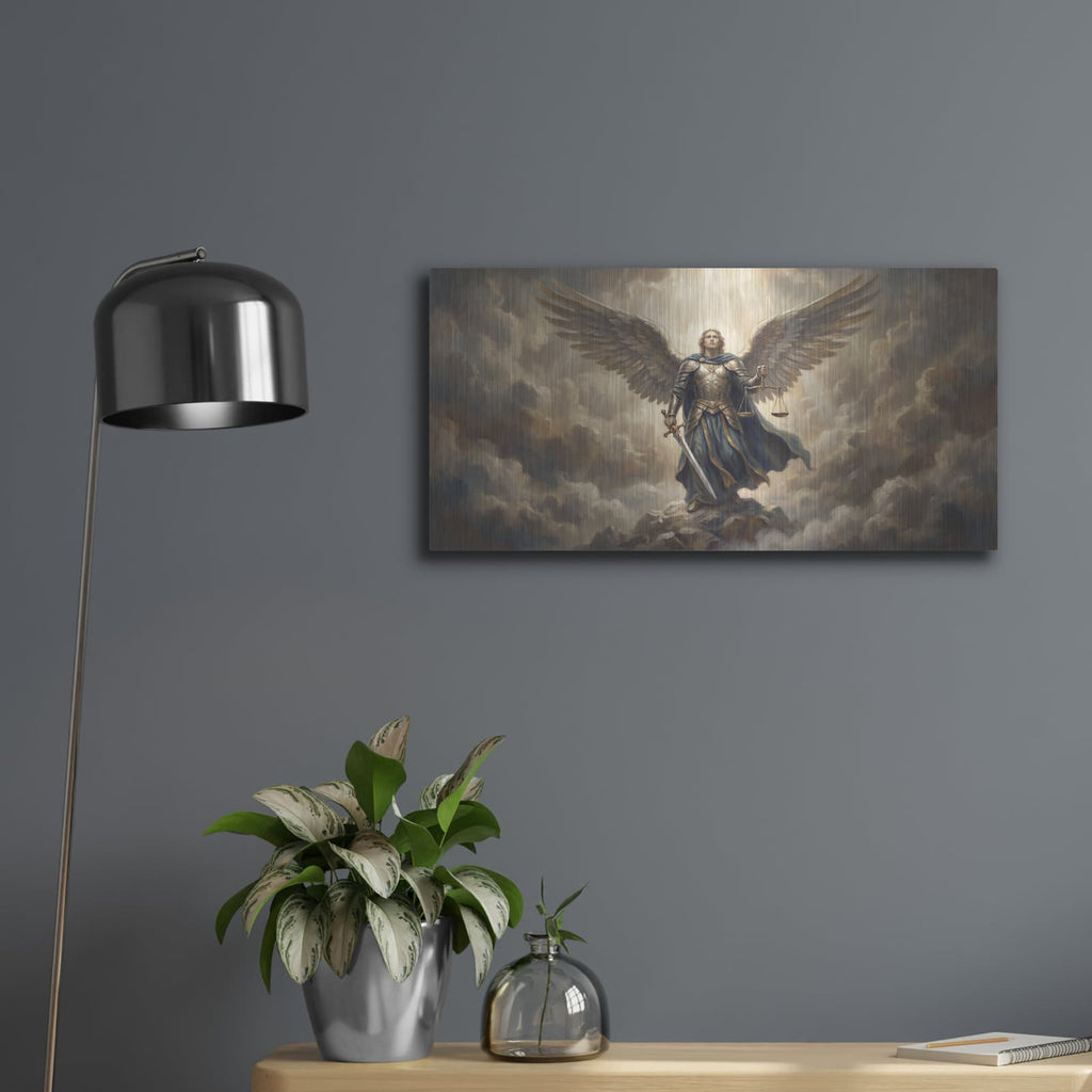 'Archangel Michael' by Veve – Metal Wall Art, 24x12 room view