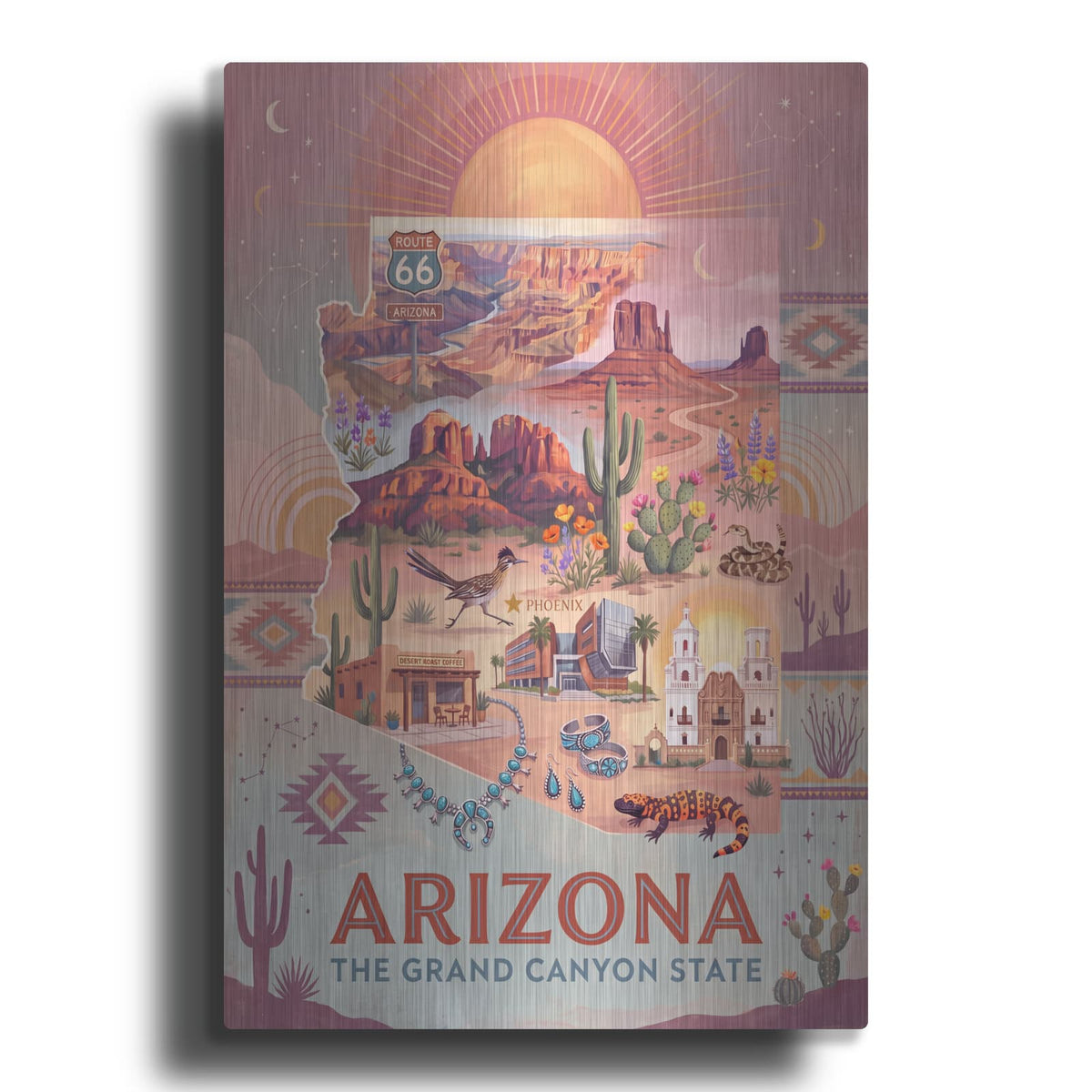 'Arizona The Grand Canyon State' by Veve – Metal Wall Art