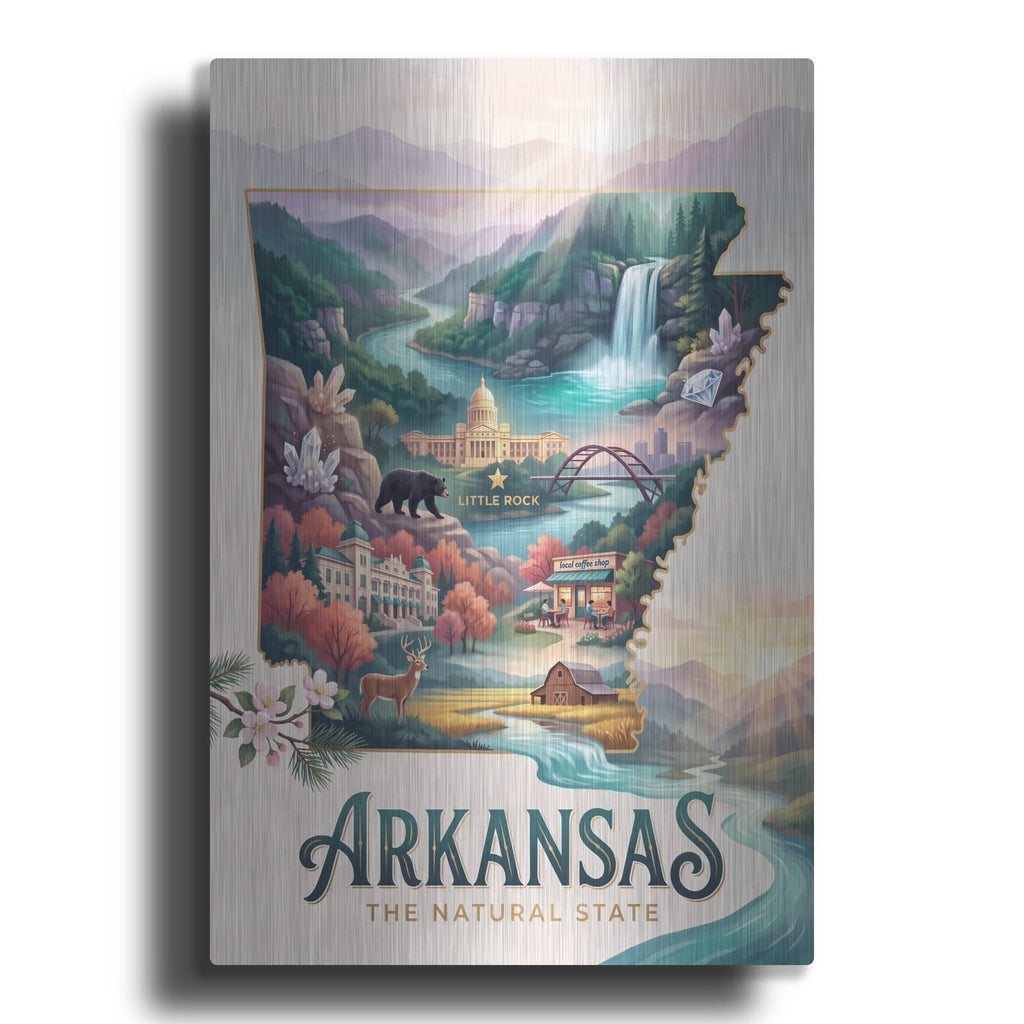 'Arkansas The Natural State' by Veve – Metal Wall Art