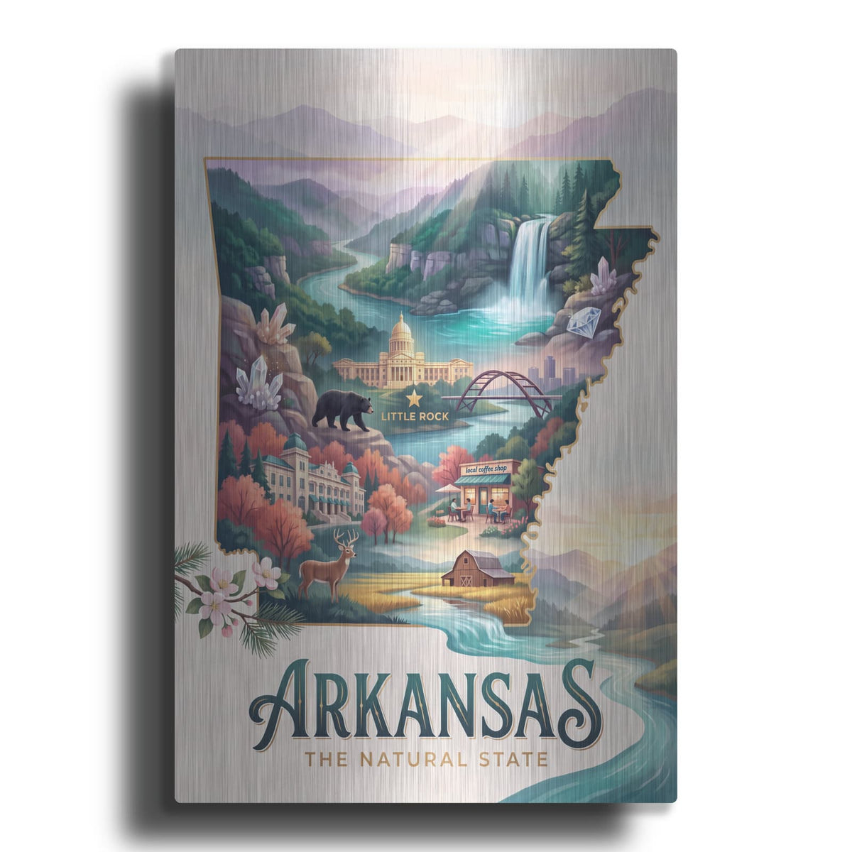 'Arkansas The Natural State' by Veve – Metal Wall Art