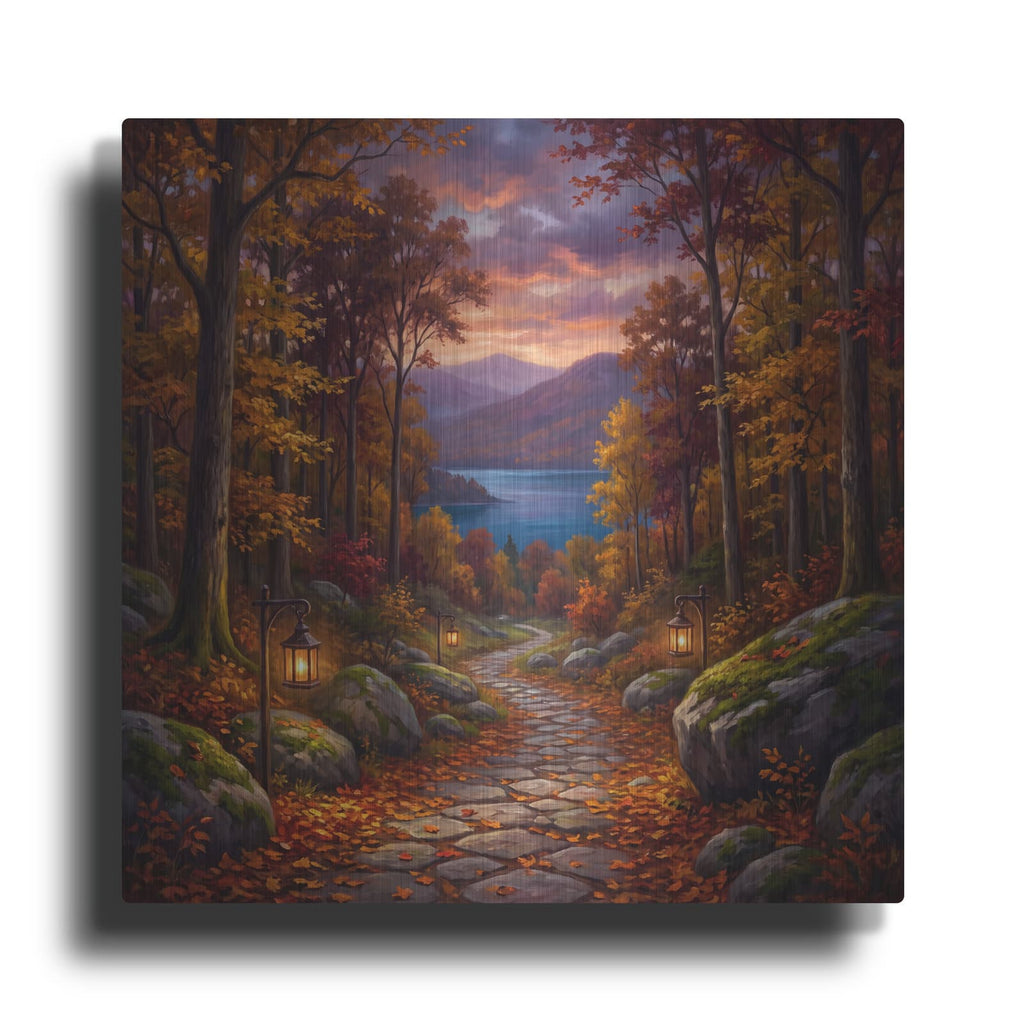 'Autumn Forest Path' by Veve – Metal Wall Art