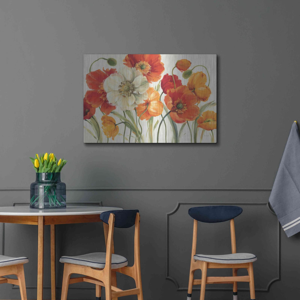 'Poppies Melody I' by Lisa Audit – Metal Wall Art, 36x24 room view