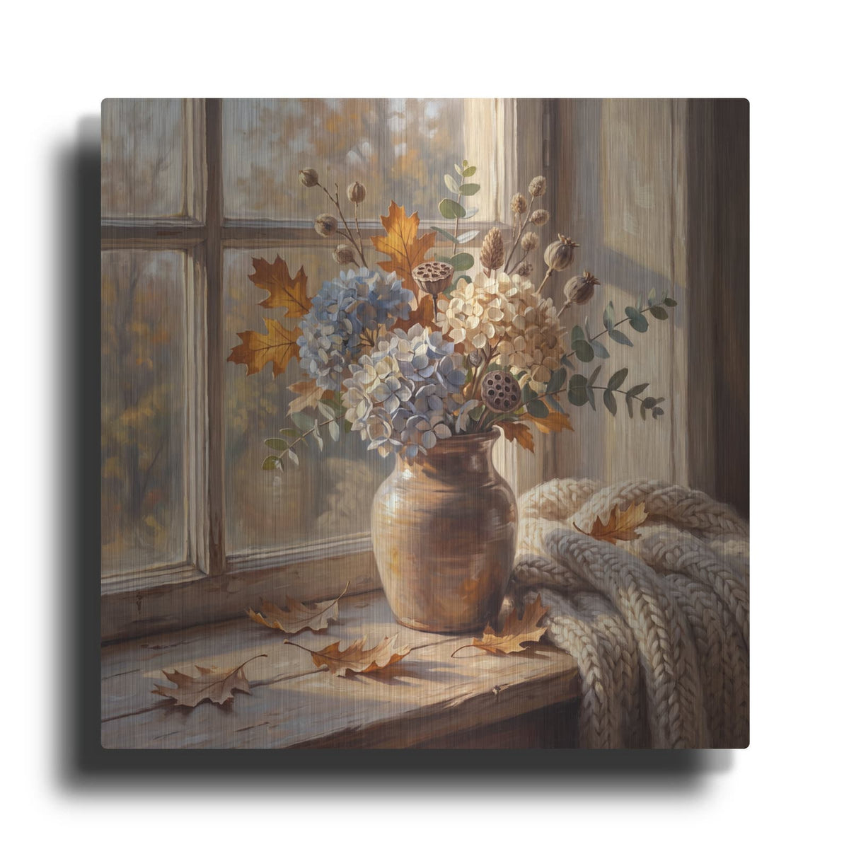 'Autumn Hydrangeas' by Veve – Metal Wall Art