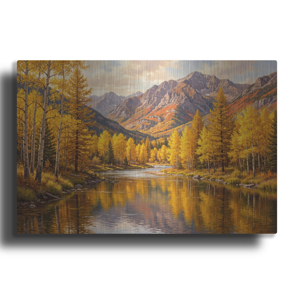 'Autumn Mountain Valley' by Veve – Metal Wall Art