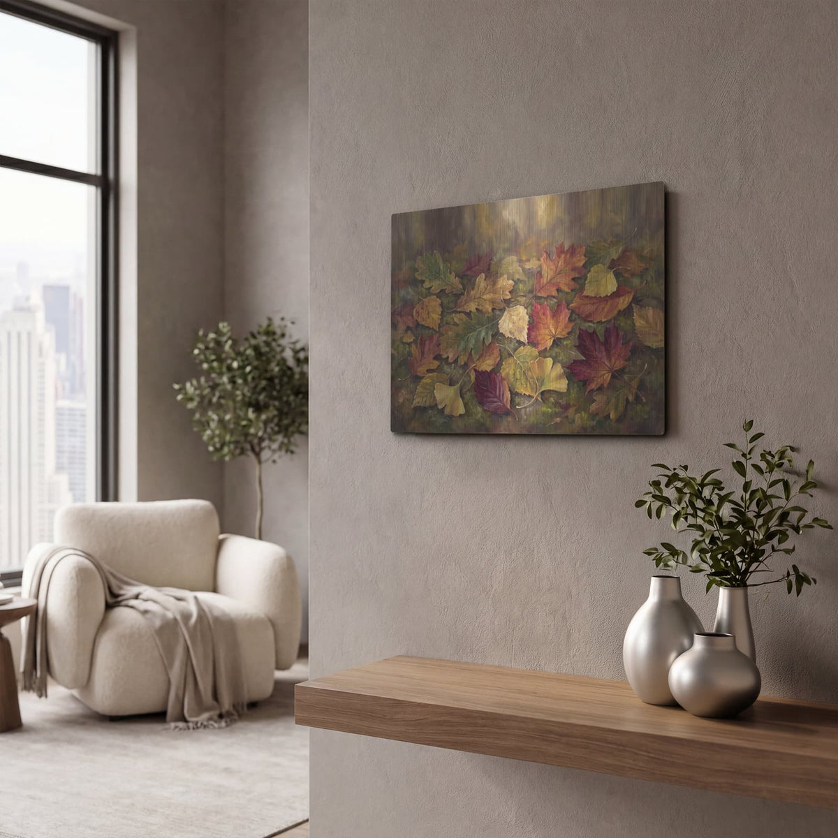 'Autumn’s Painted Palette' by Veve – Metal Wall Art, 16x12 room view