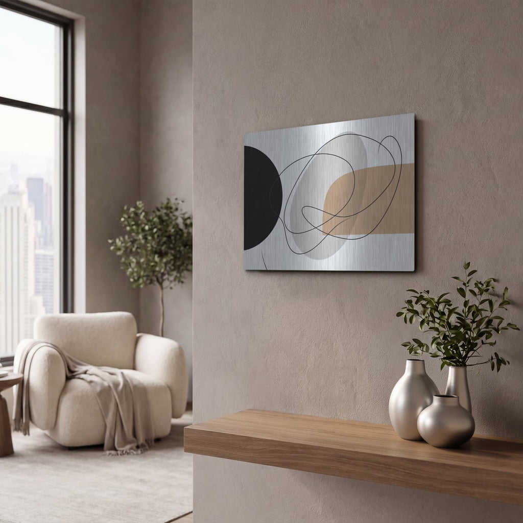 'Balanced Calm' by Veve – Metal Wall Art, 16x12 room view