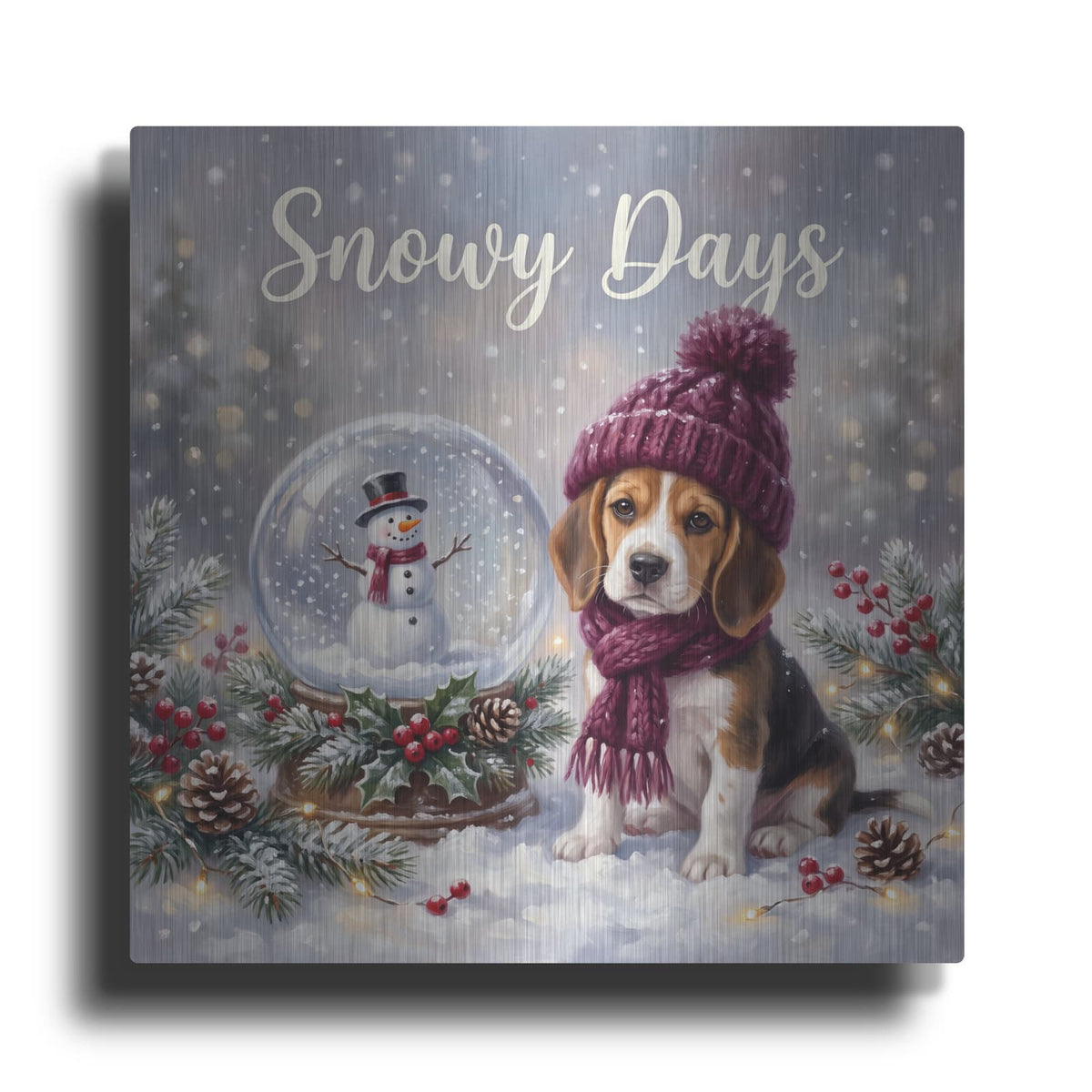 'Beagle Snowy Days' by Veve – Metal Wall Art