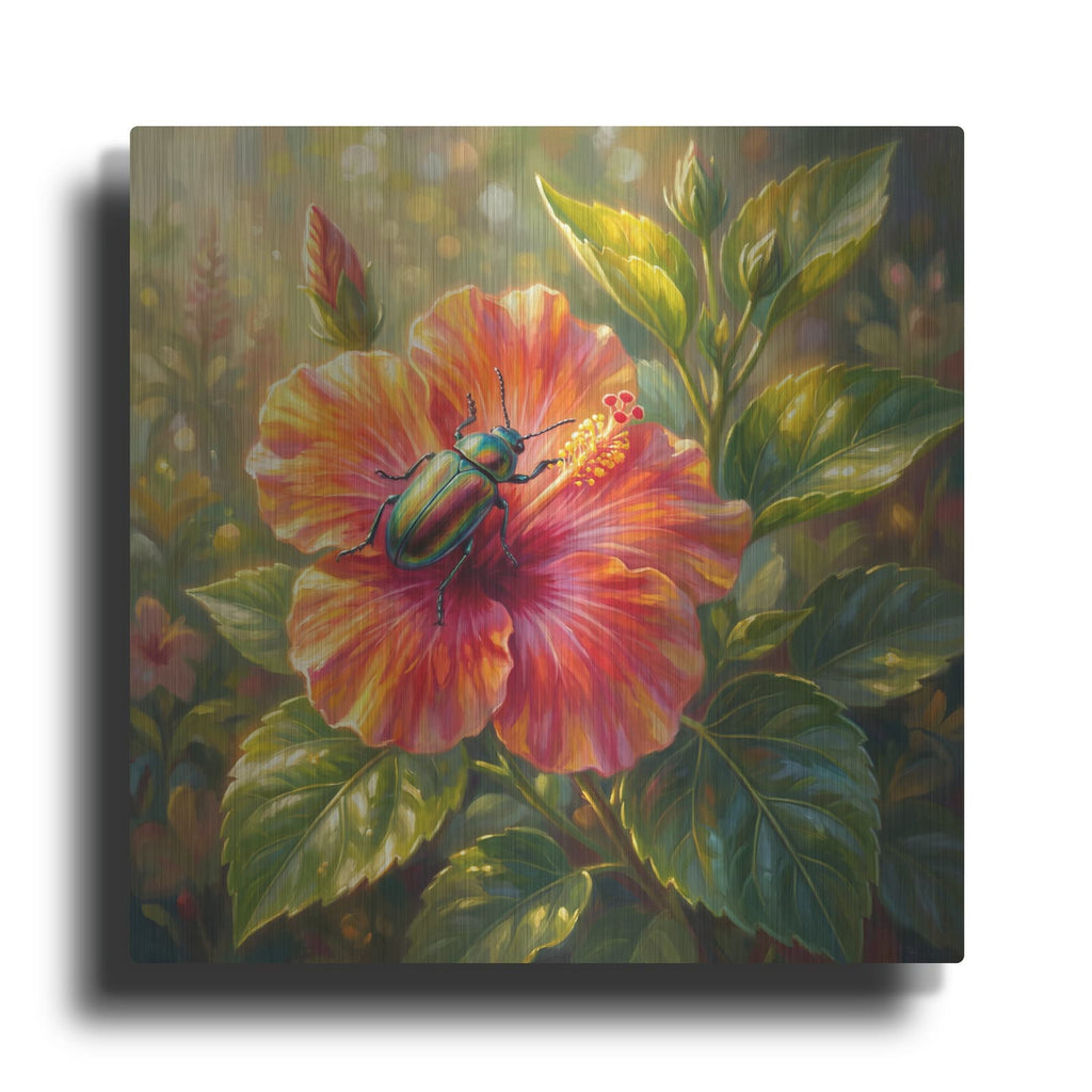'Beetle and Hibiscus' by Veve – Metal Wall Art