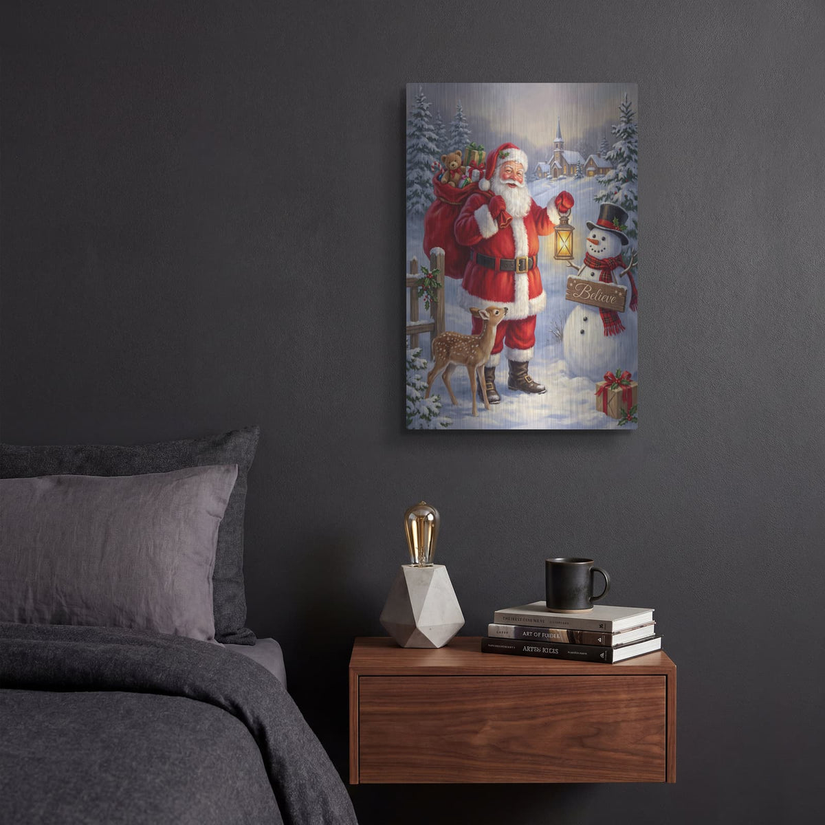 'Believe In Christmas' by Veve – Metal Wall Art, 12x16 room view