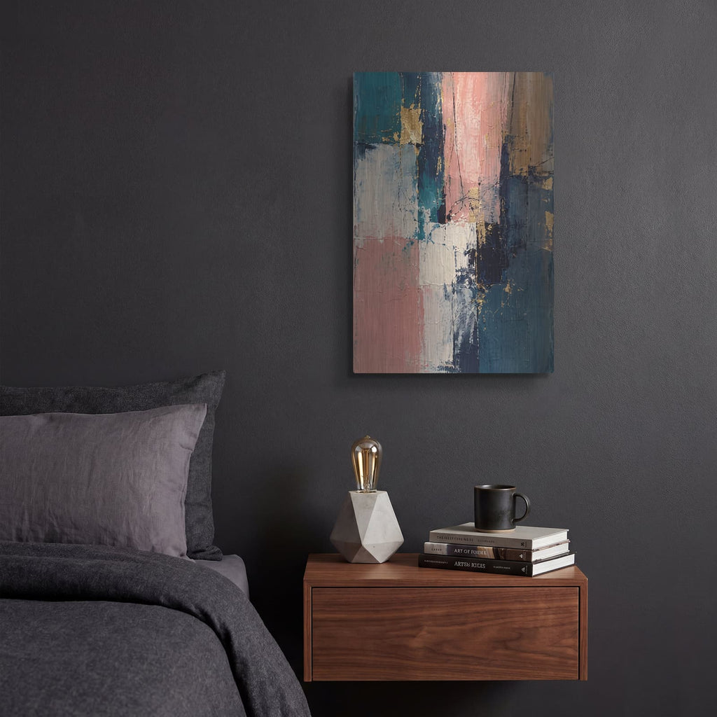 'Blush Teal Column' by Veve – Metal Wall Art, 12x16 room view