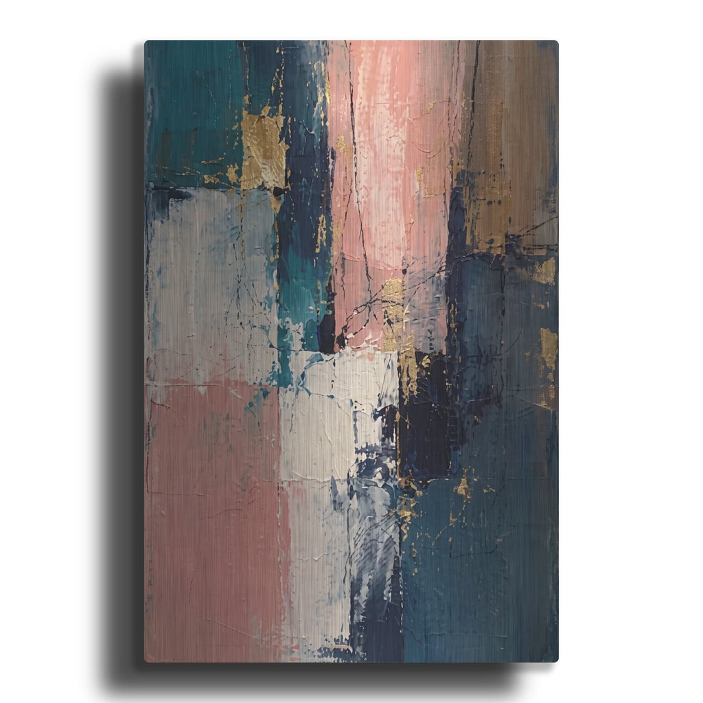 'Blush Teal Column' by Veve – Metal Wall Art