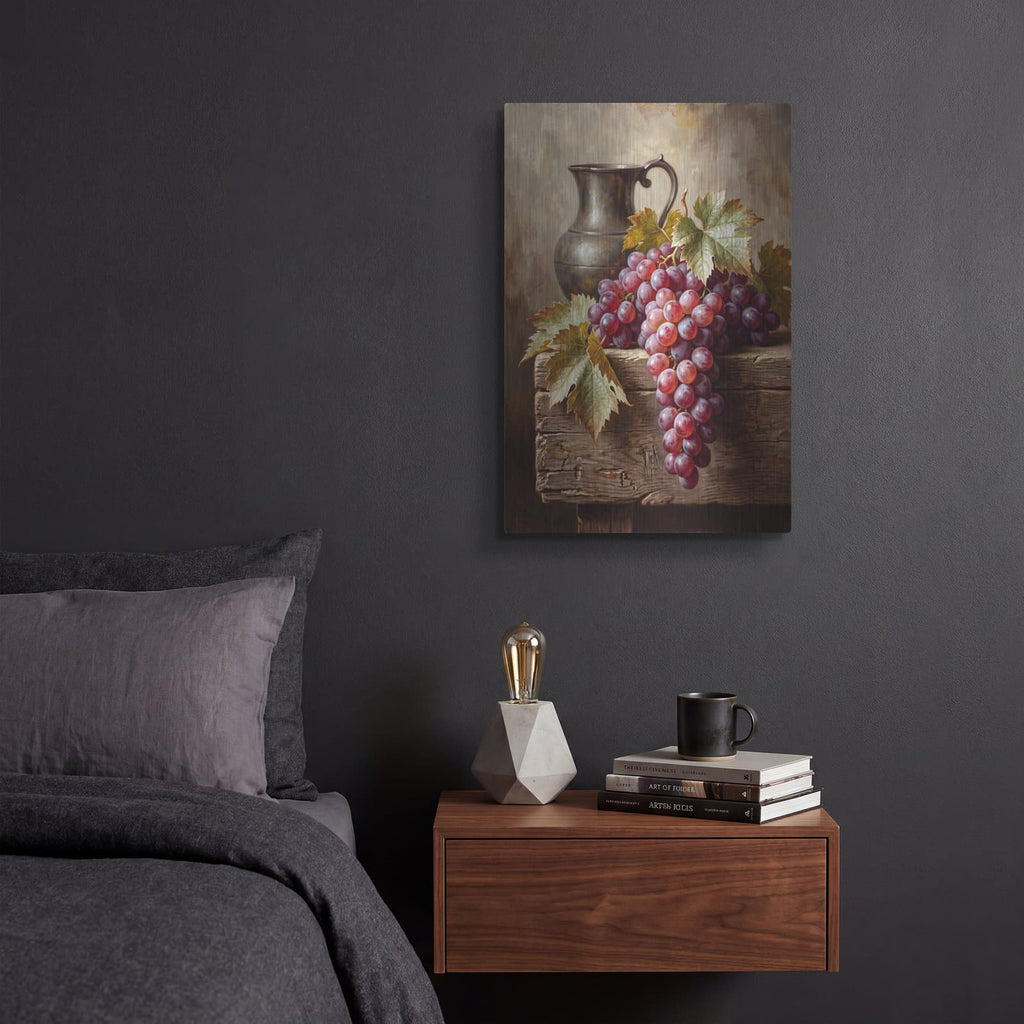 'Burgundy Harvest' by Veve – Metal Wall Art, 12x16 room view