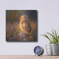'Burrowing Owl in Wildflowers' by Veve – Metal Wall Art, 12x12 room view