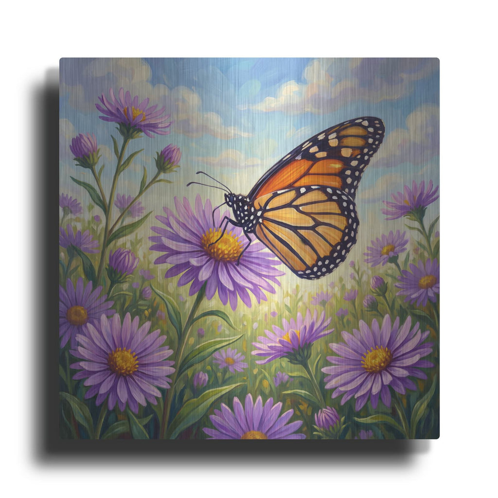 'Butterfly and Aster' by Veve – Metal Wall Art