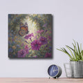 'Butterfly and Petunia' by Veve – Metal Wall Art, 12x12 room view