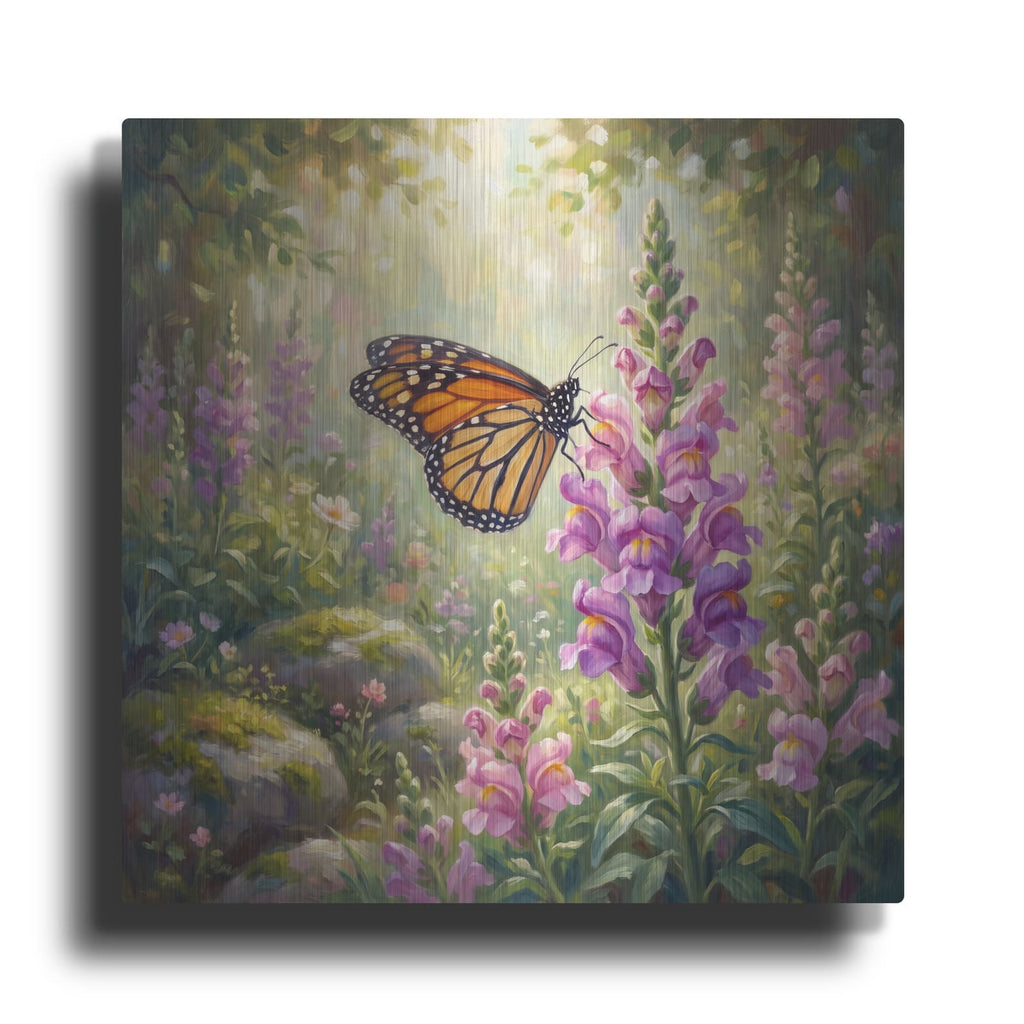 'Butterfly and Snapdragon' by Veve – Metal Wall Art