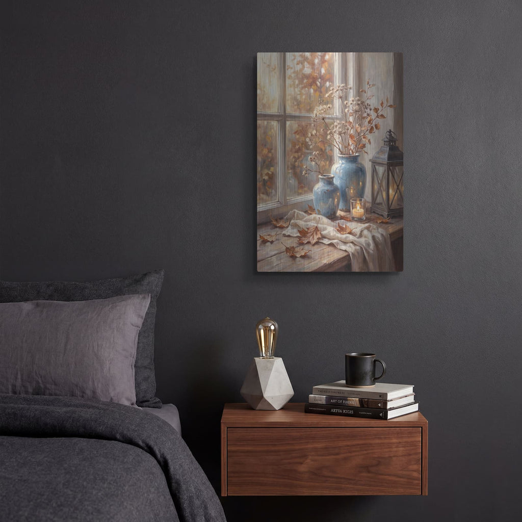 'Candlelight and Autumn Dreams' by Veve – Metal Wall Art, 12x16 room view