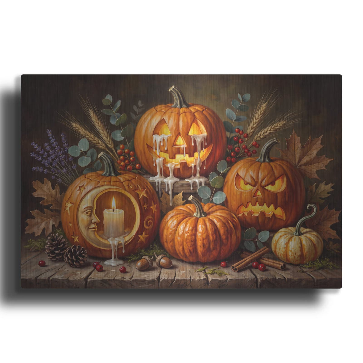 'Candlelit Carvings' by Veve – Metal Wall Art