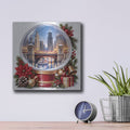 'Chicago Christmas — Red and Gold Snow Globe' by Veve – Metal Wall Art, 12x12 room view