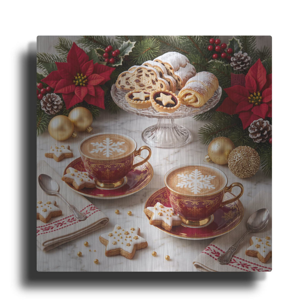 'Christmas Morning Cookies and Cappuccino' by Veve – Metal Wall Art