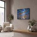 'Christmas Under the Stars — The Golden Sleigh' by Veve – Metal Wall Art, 16x12 room view