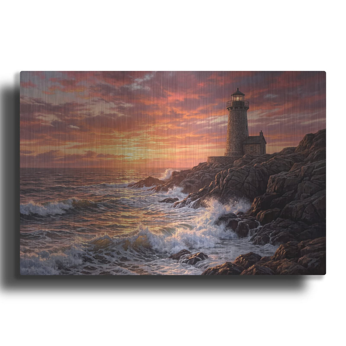 'Coastal Cliff Sunset' by Veve – Metal Wall Art