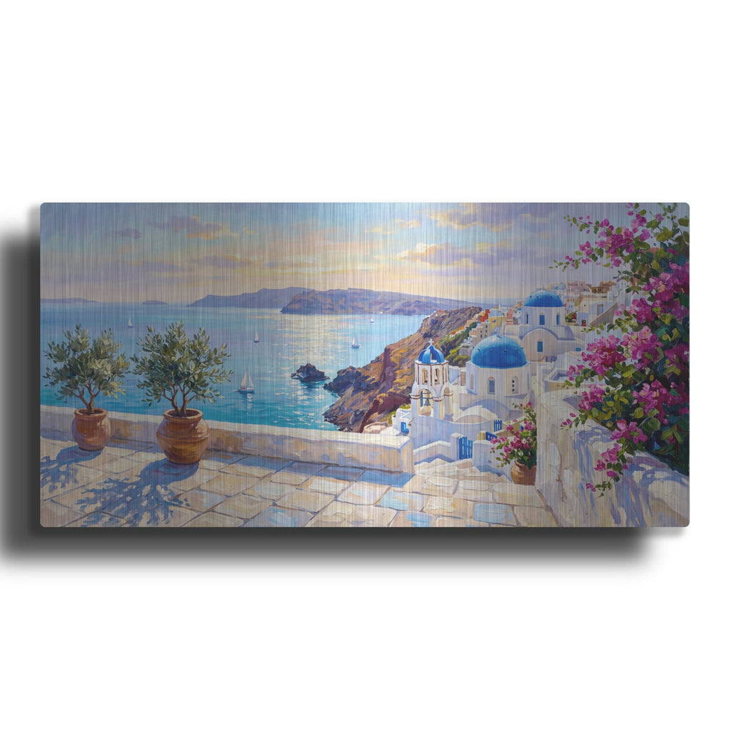 'Coastal Elegance – The Greek Island' by Veve – Metal Wall Art