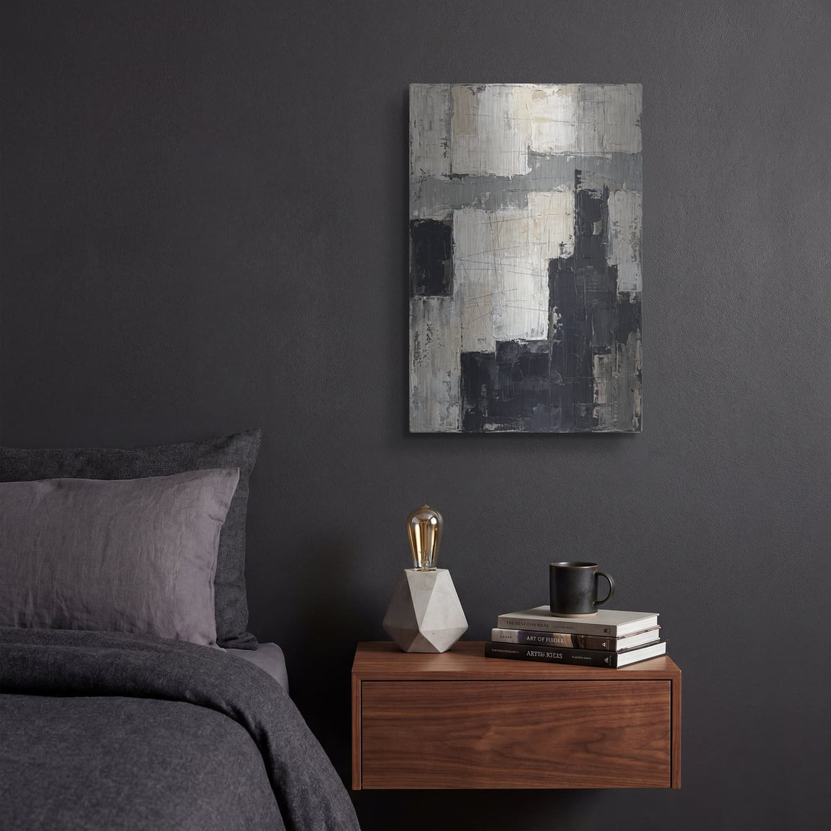 'Concrete Shadows' by Veve – Metal Wall Art, 12x16 room view