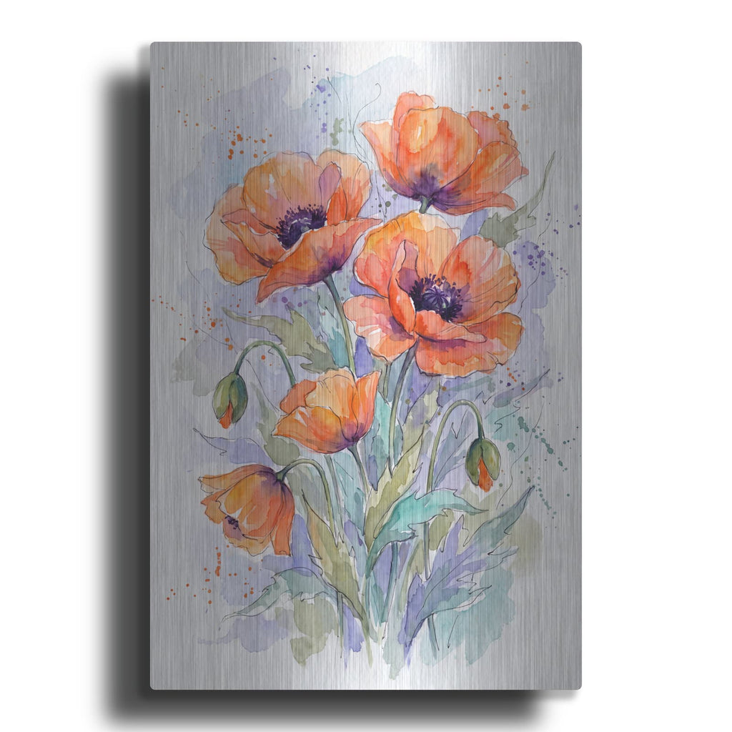 'Coral Poppy Drift' by Veve – Metal Wall Art