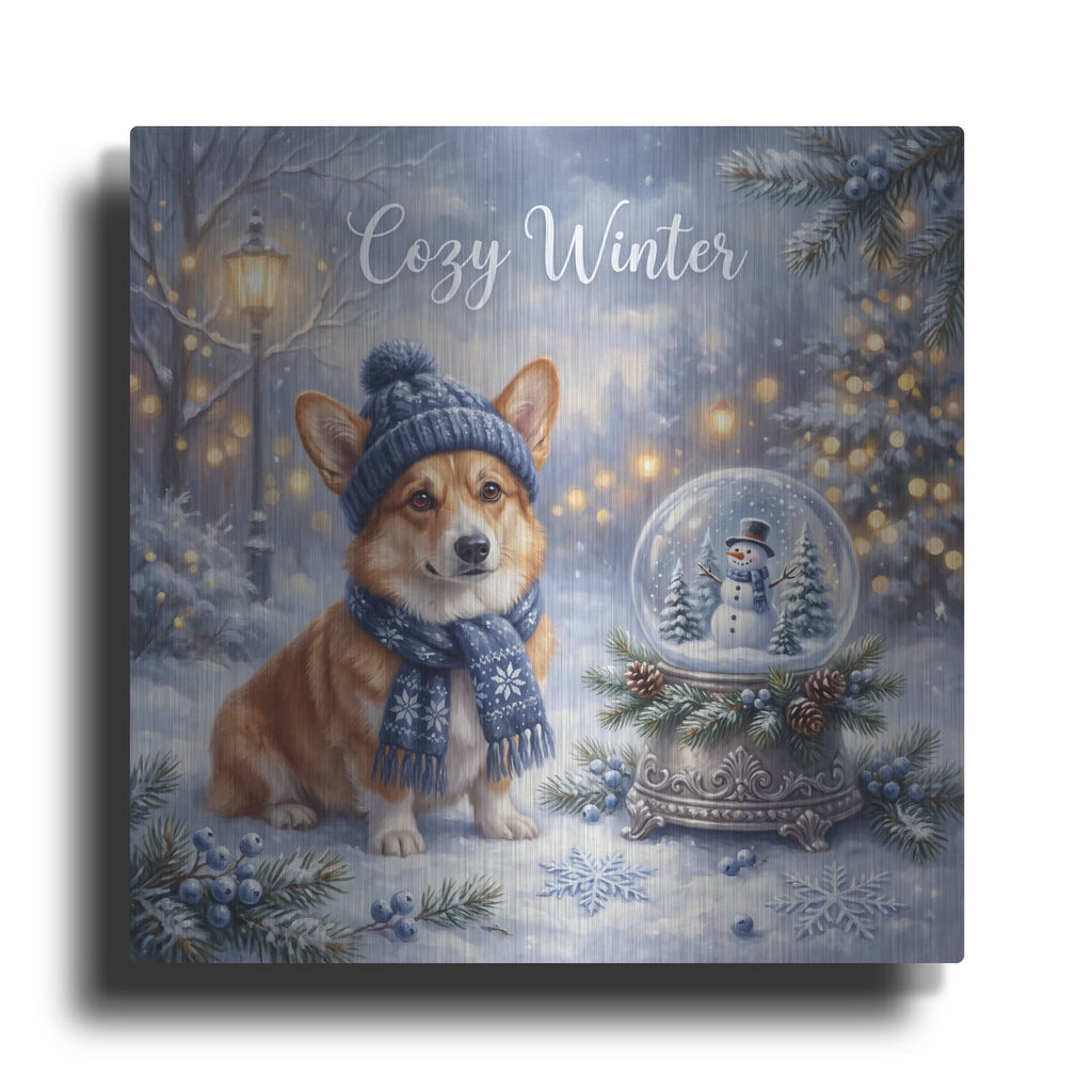 'Corgi Cozy Winter' by Veve – Metal Wall Art