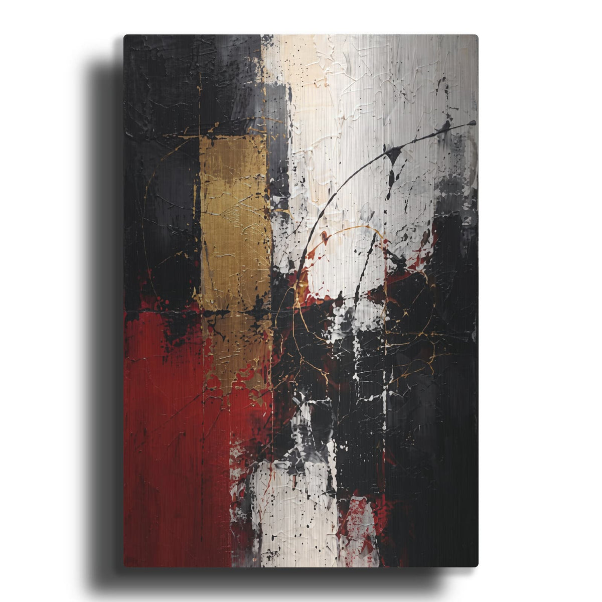 'Crimson Gold Contrast' by Veve – Metal Wall Art