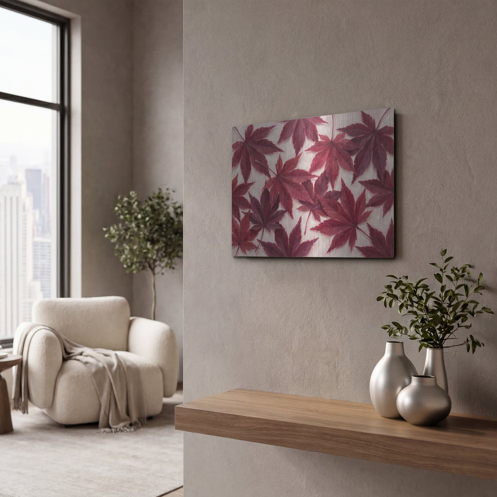 'Crimson' by Veve – Metal Wall Art, 16x12 room view