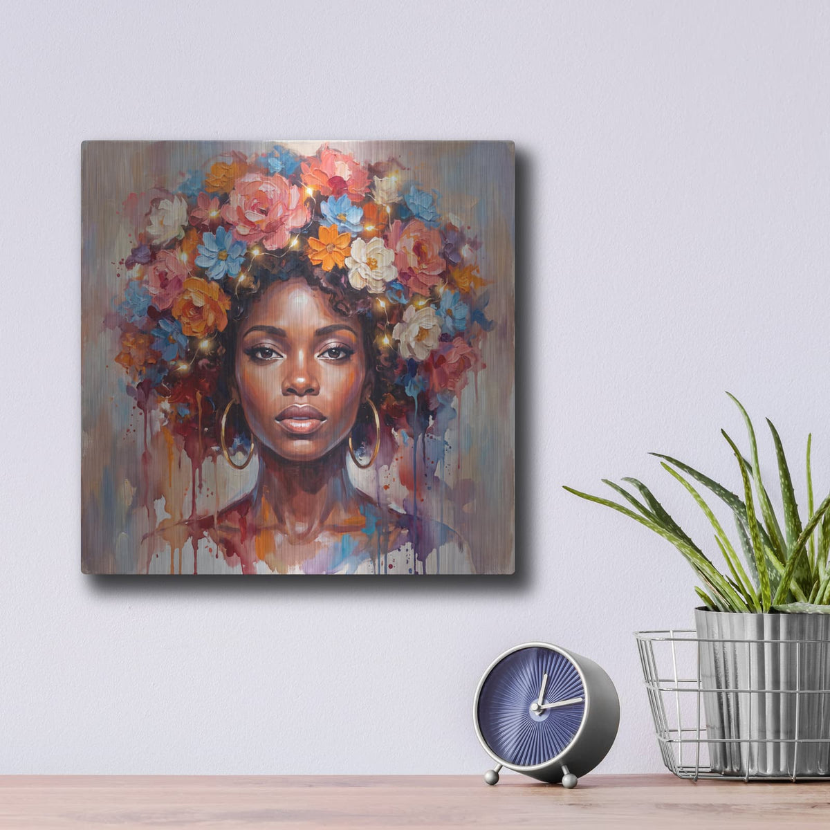 'Crowned Black Beauty I' by Veve – Metal Wall Art, 12x12 room view