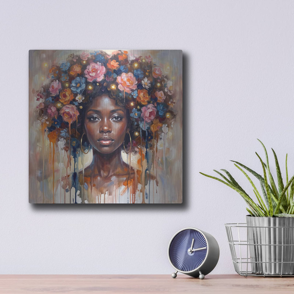 'Crowned Black Beauty II' by Veve – Metal Wall Art, 12x12 room view