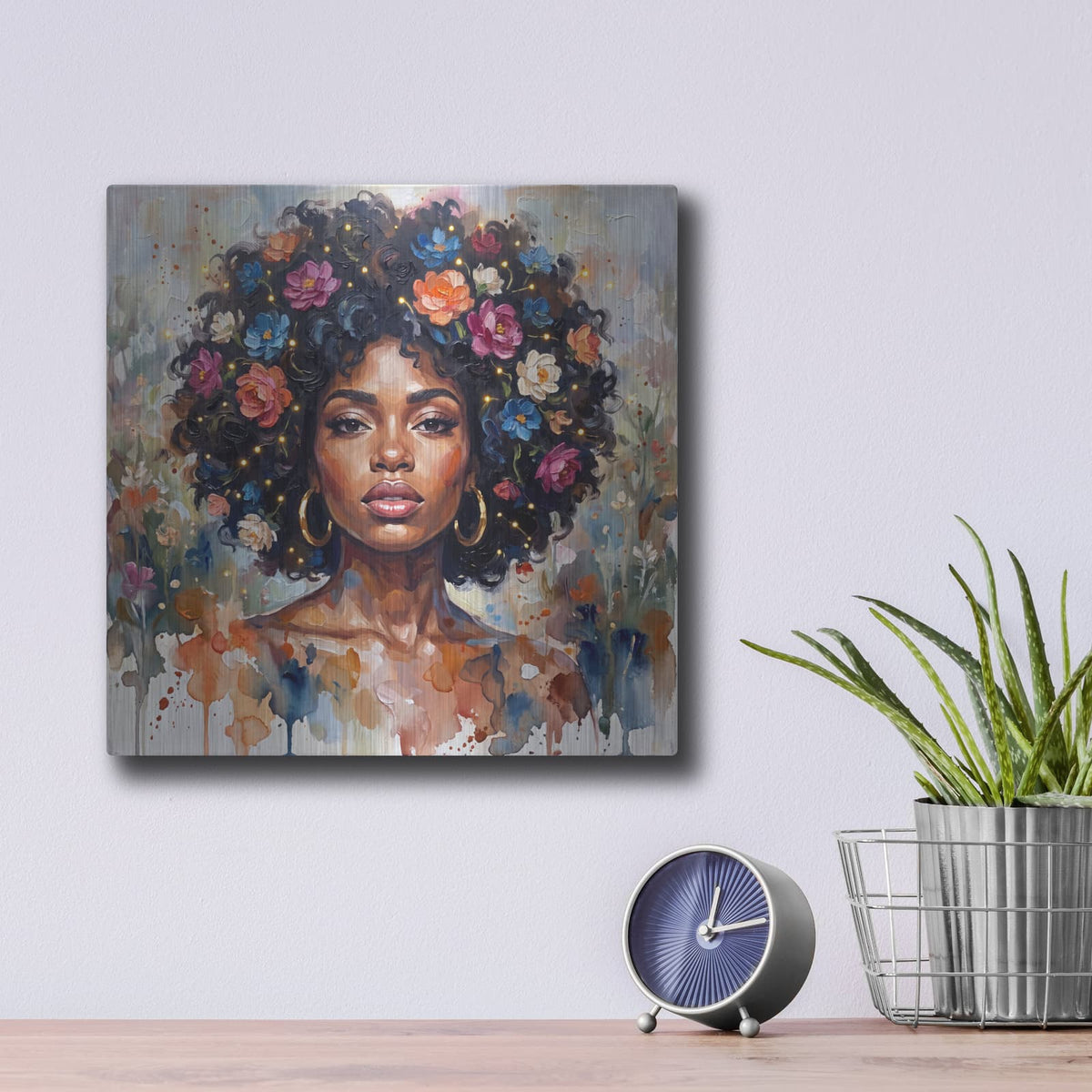 'Crowned Black Beauty III' by Veve – Metal Wall Art, 12x12 room view