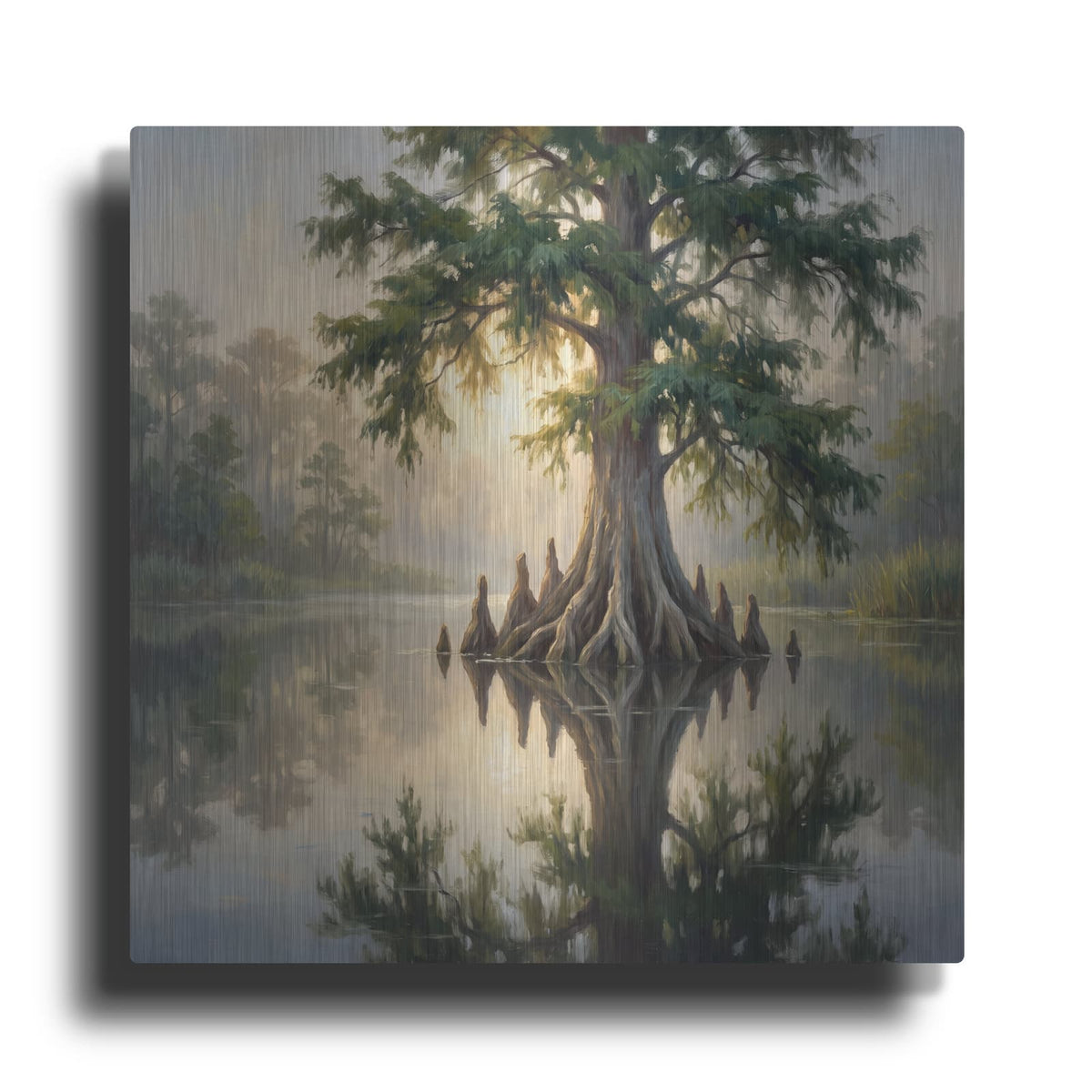 'Cypress in the Mist' by Veve – Metal Wall Art