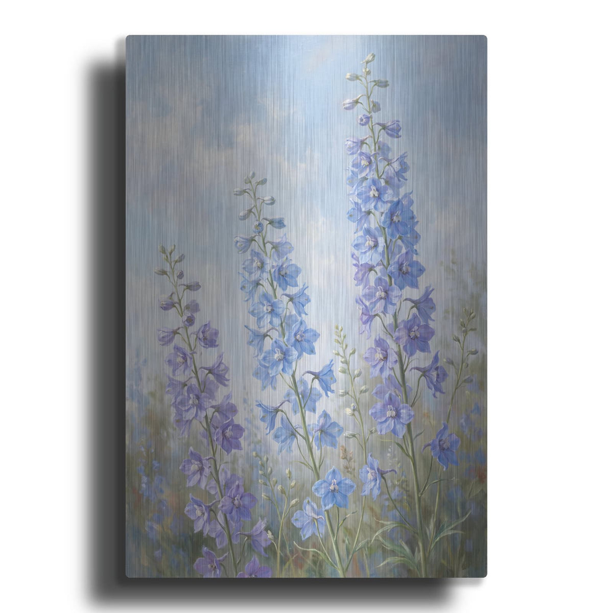 'Delphinium Sky Dance' by Veve – Metal Wall Art