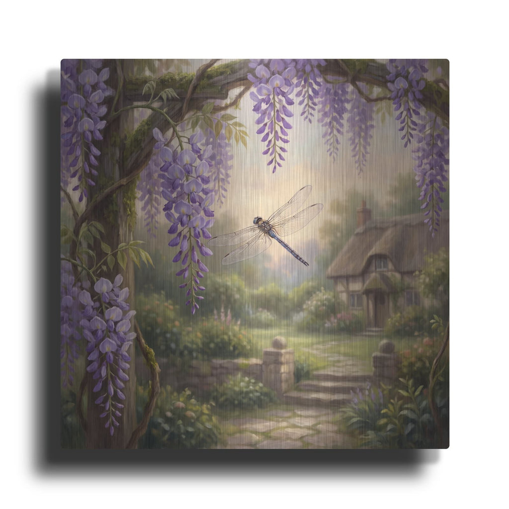 'Dragonfly and Wisteria' by Veve – Metal Wall Art