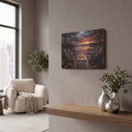 'Dramatic Sunset Over Lake Autumn Gathering' by Veve – Metal Wall Art, 16x12 room view