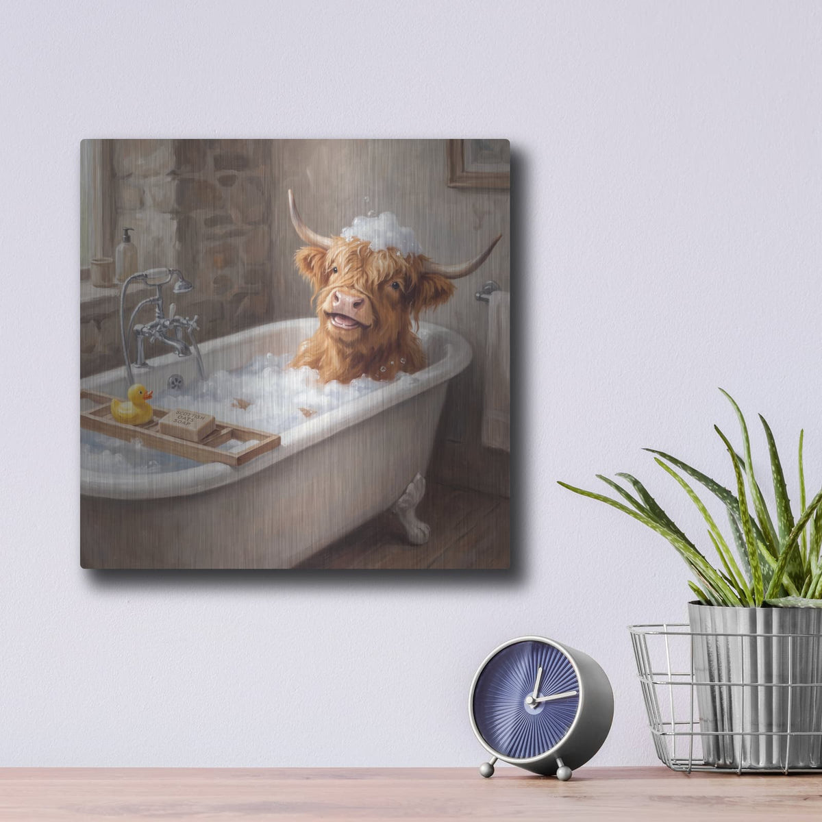 'Ducky's Happy Coo' by Veve – Metal Wall Art, 12x12 room view
