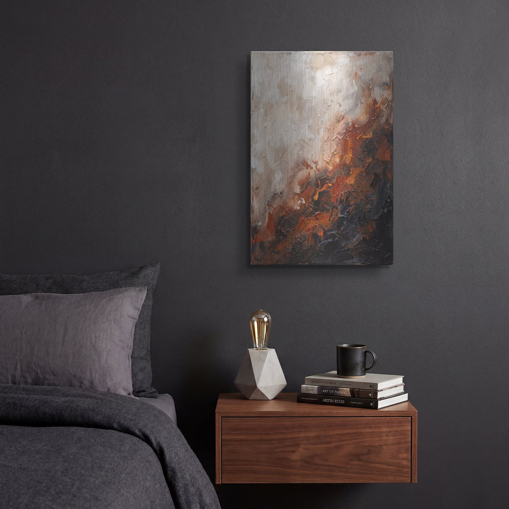 'Earth and Ember' by Veve – Metal Wall Art, 12x16 room view