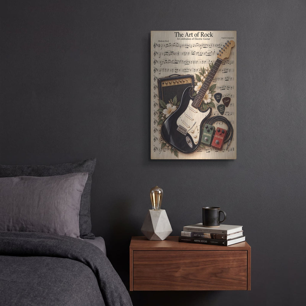 'Electric Guitar Harmony' by Veve – Metal Wall Art, 12x16 room view