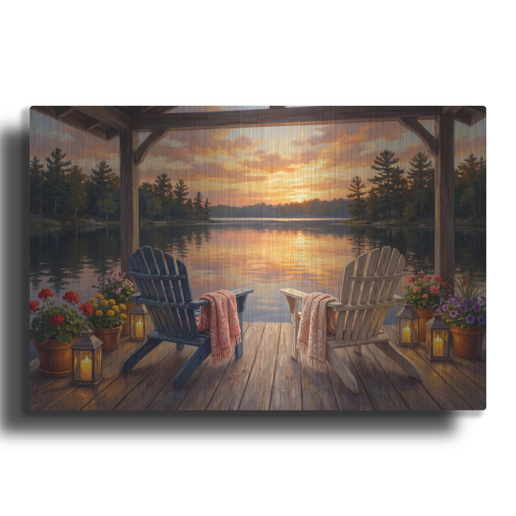 'Evening Calm at the Lake' by Veve – Metal Wall Art