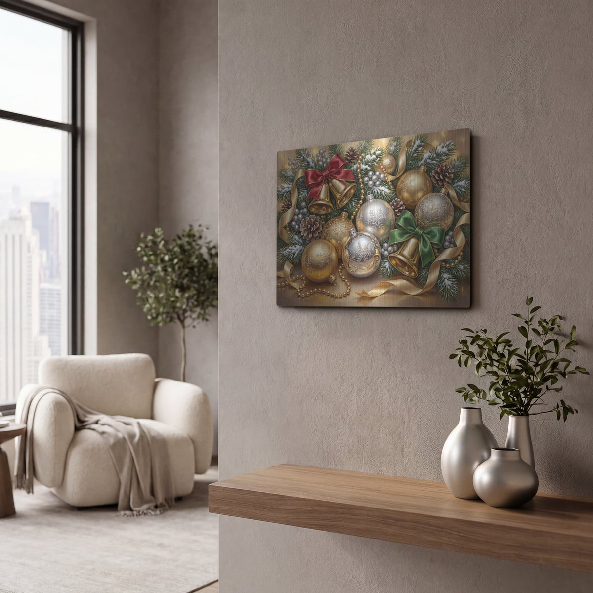 'Festive Christmas II' by Veve – Metal Wall Art, 16x12 room view